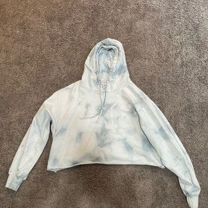Blue tie-dye, cropped sweatshirt
